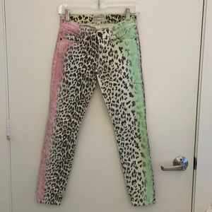 Current/Elliott leopard neon jeans